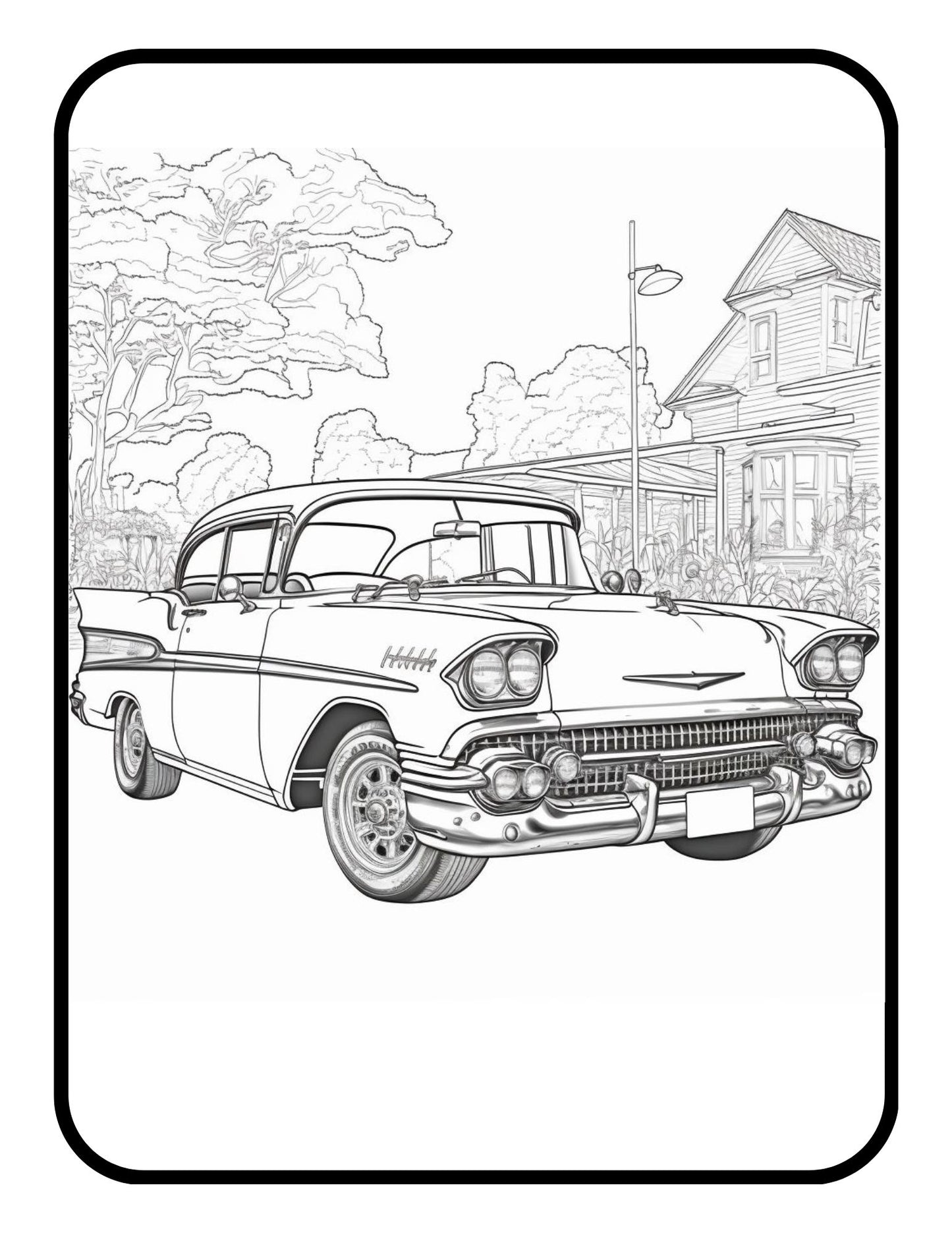 Vintage Classic Old Enthusiast Car Coloring Book Exotic Race Car For Men Classic Car Coloring Book For Adults Dream Vintage Coloring Book