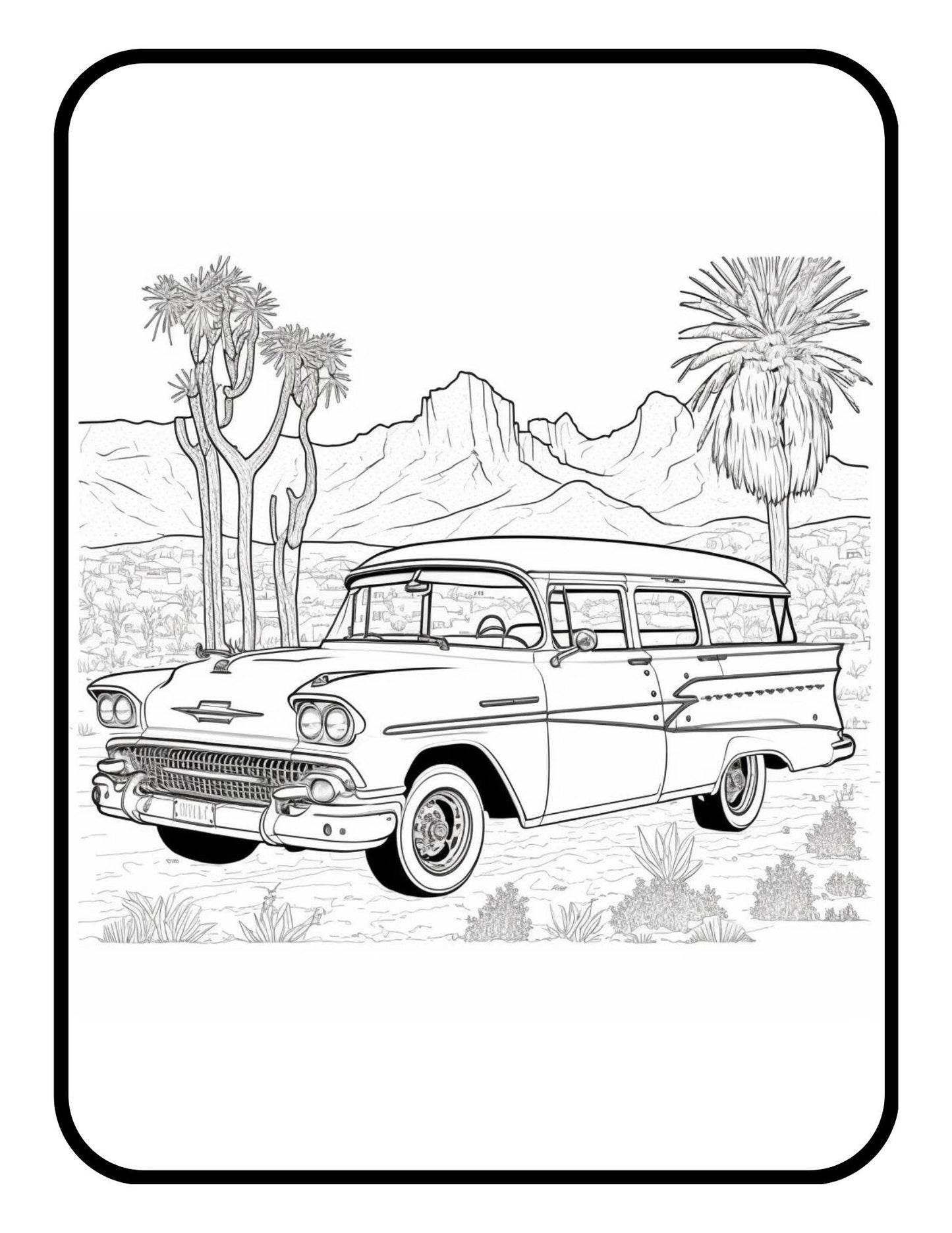 Vintage Classic Old Enthusiast Car Coloring Book Exotic Race Car For Men Classic Car Coloring Book For Adults Dream Vintage Coloring Book