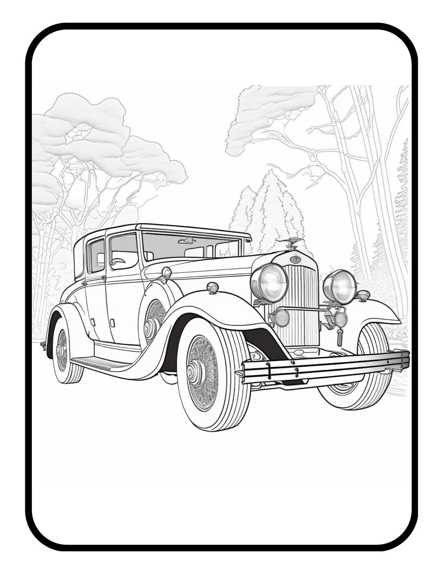 Vintage Classic Old Enthusiast Car Coloring Book Exotic Race Car For Men Classic Car Coloring Book For Adults Dream Vintage Coloring Book