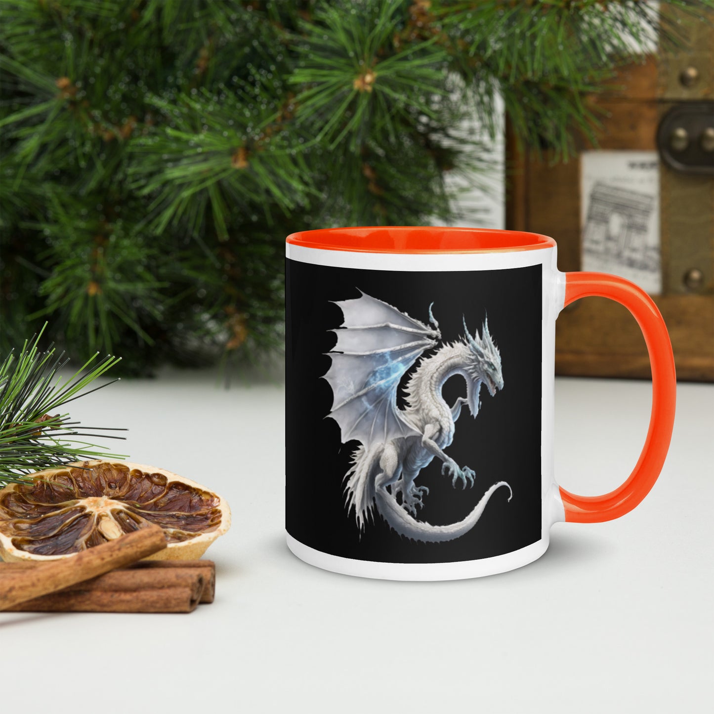 Cool Fantasy Medieval Dragon Designs Sublimation Travel Ceramic Coffee Mug with Color Inside